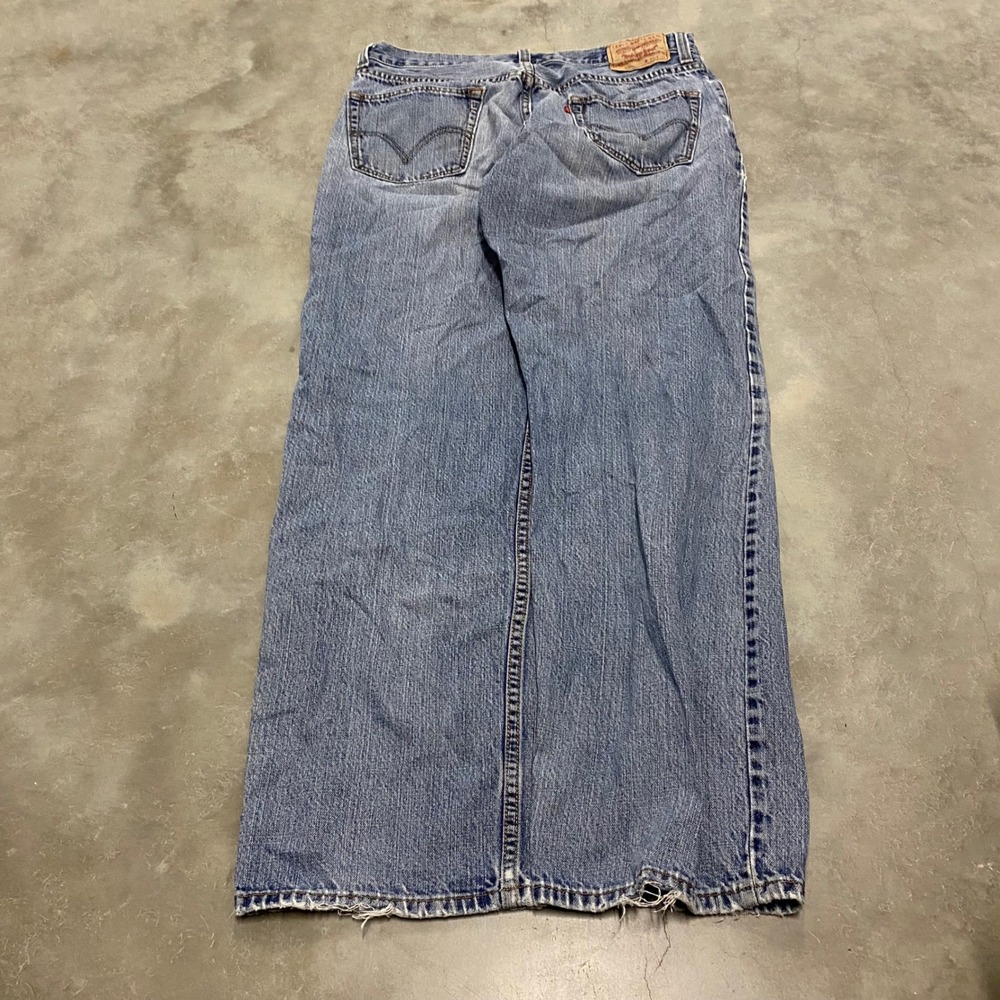 Levis 559 Relaxed Straight Leg Jeans Mens 36x34 Blue Light Wash Distressed Denim - Picture 5 of 7